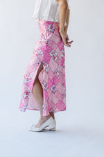 The Wayne Patchwork Floral Maxi Skirt in Pink Multi