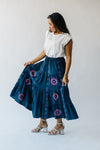 The Finnigan Embroidered Linen Maxi Skirt in Dark Navy