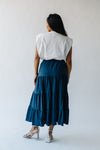 The Finnigan Embroidered Linen Maxi Skirt in Dark Navy