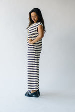 The Keenan Striped Jumpsuit in Black + Cream