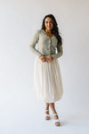 The Malson Crinkle Midi Skirt in Cream