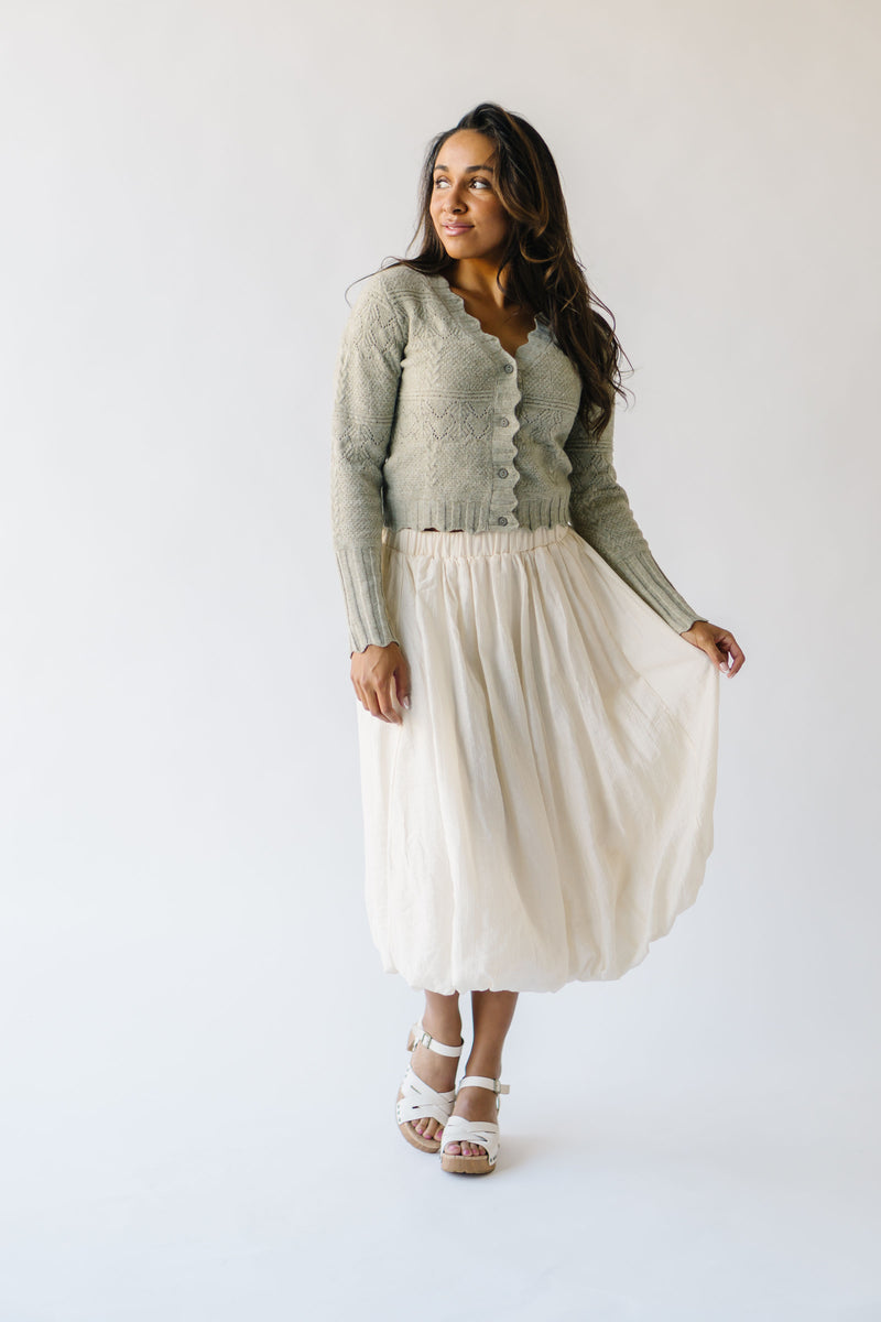 The Darnell Knit Wavy Cardigan in Light Olive