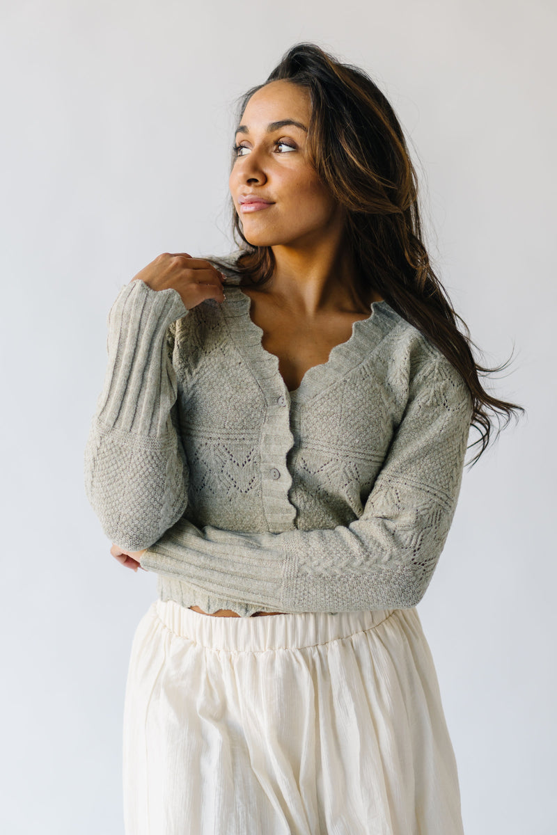 The Darnell Knit Wavy Cardigan in Light Olive