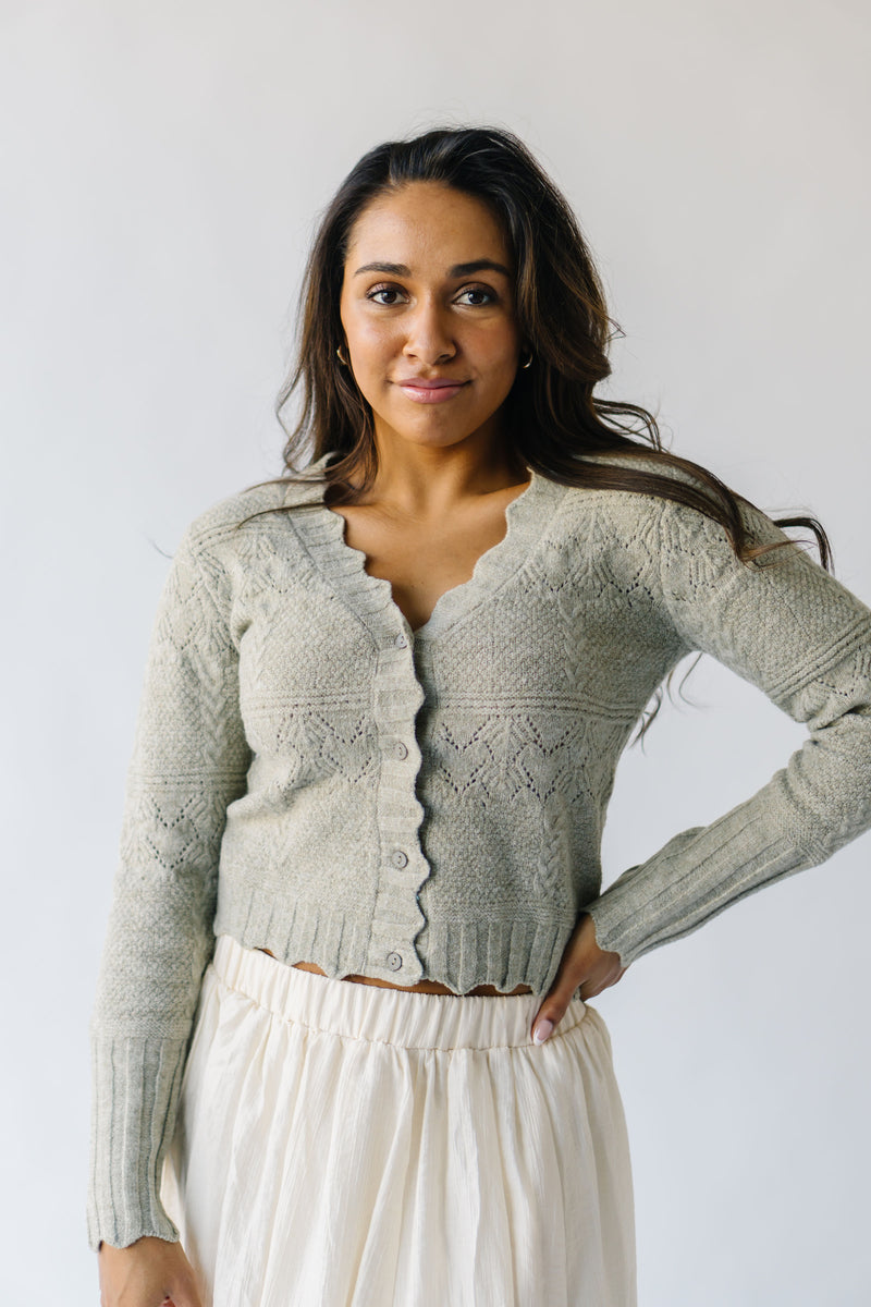 The Darnell Knit Wavy Cardigan in Light Olive