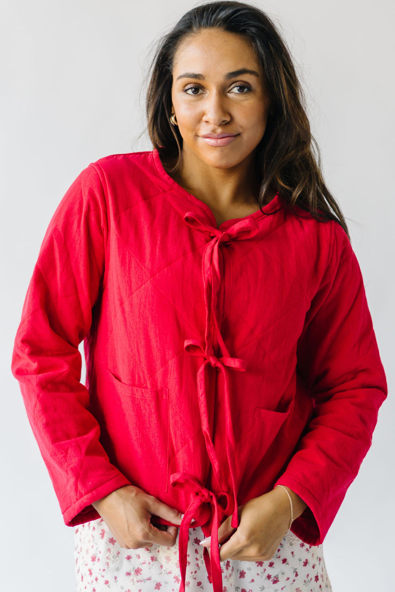 The Trexley Diamond Quilted Jacket in Red