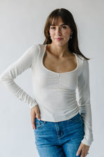 The Kazan Textured Sweetheart Tee in Cream