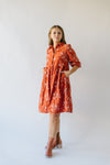 The Kailen Button-Down Patterned Dress in Rust