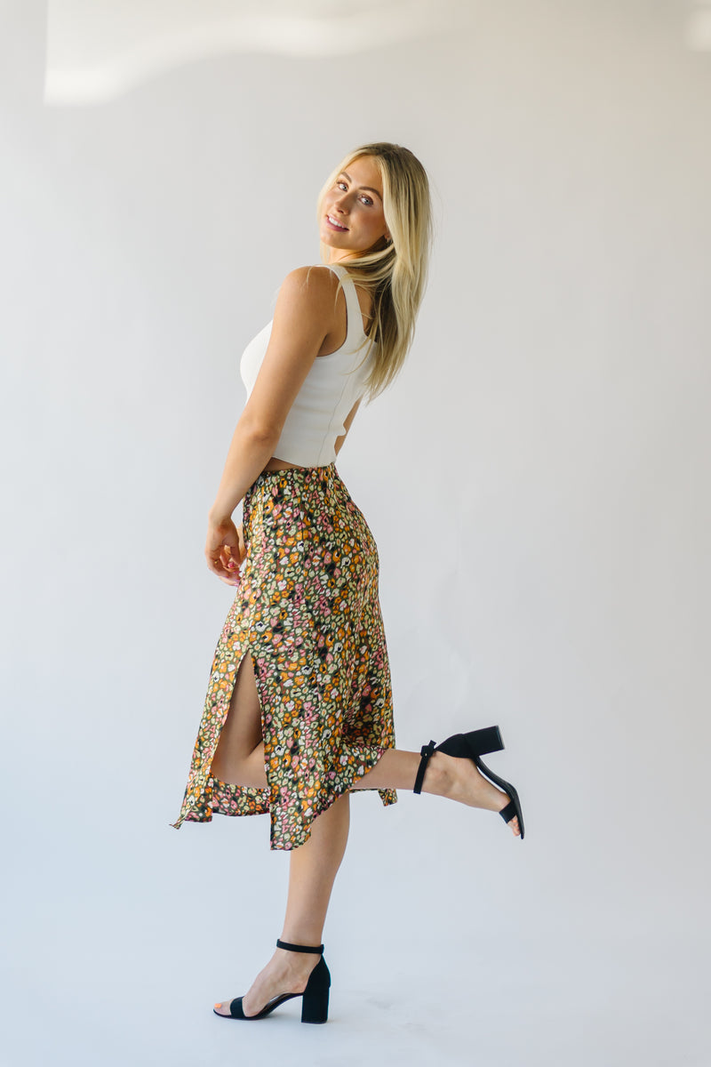 The Durand Satin Skirt in Olive