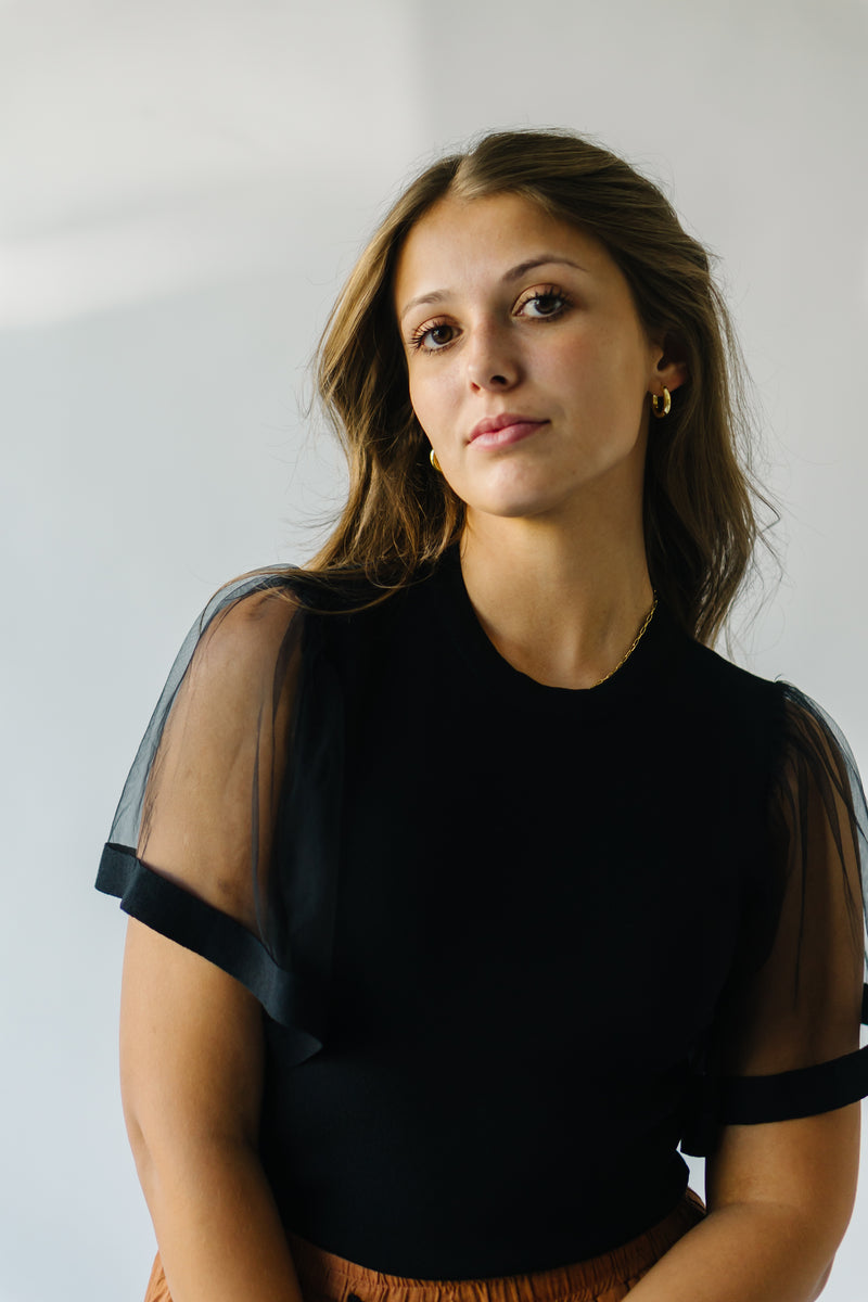 The Scipio Sheer Sleeved Blouse in Black