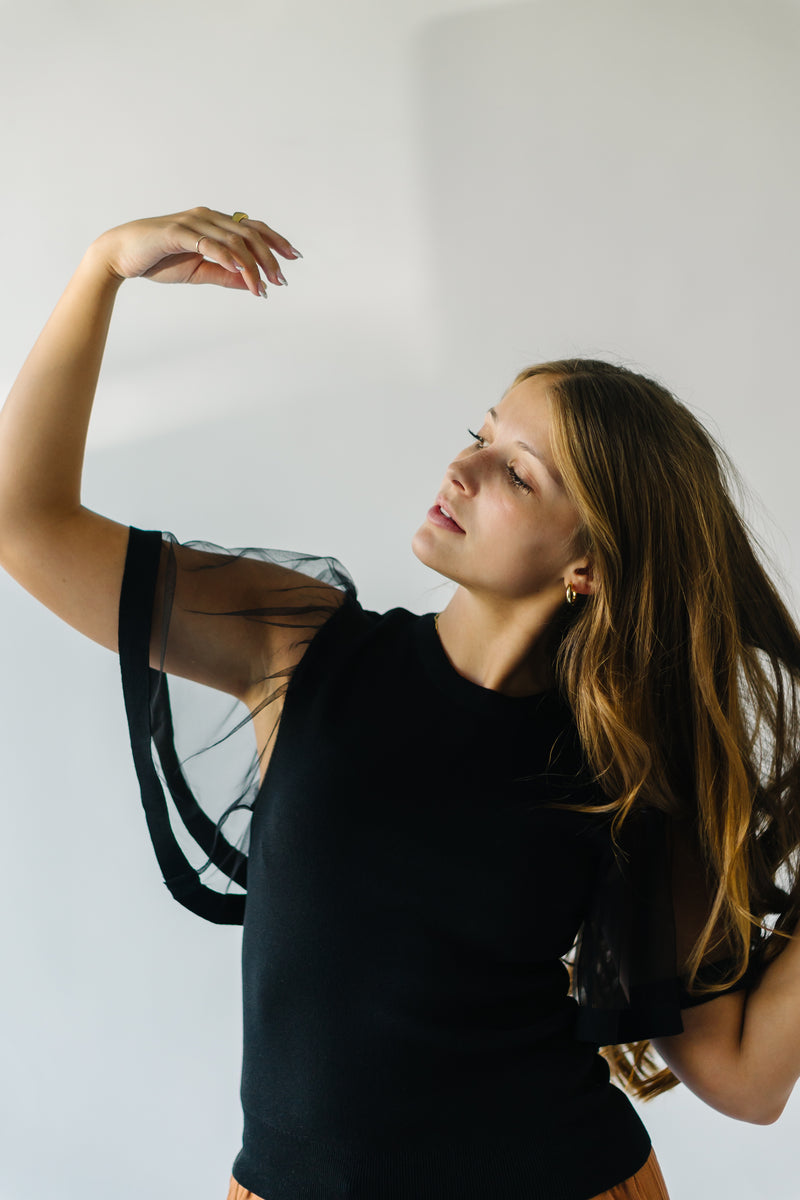 The Scipio Sheer Sleeved Blouse in Black