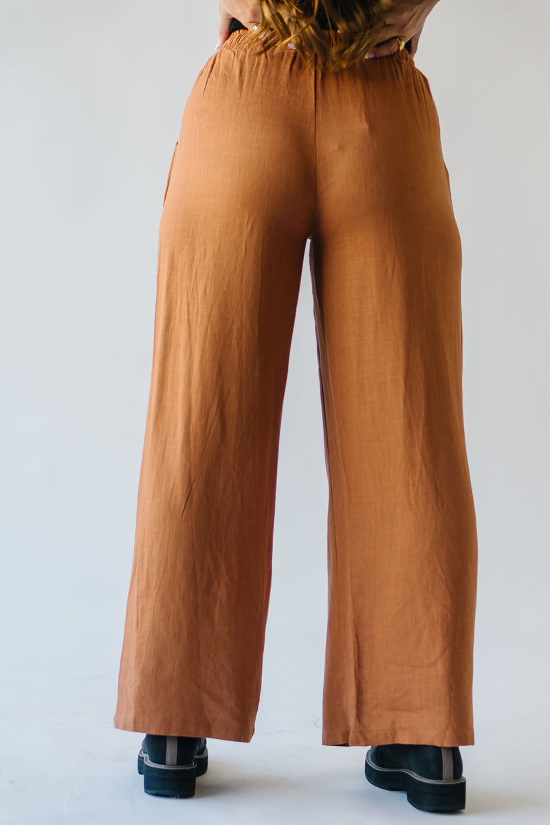 The Starkey Linen Tie Detail Pant in Camel