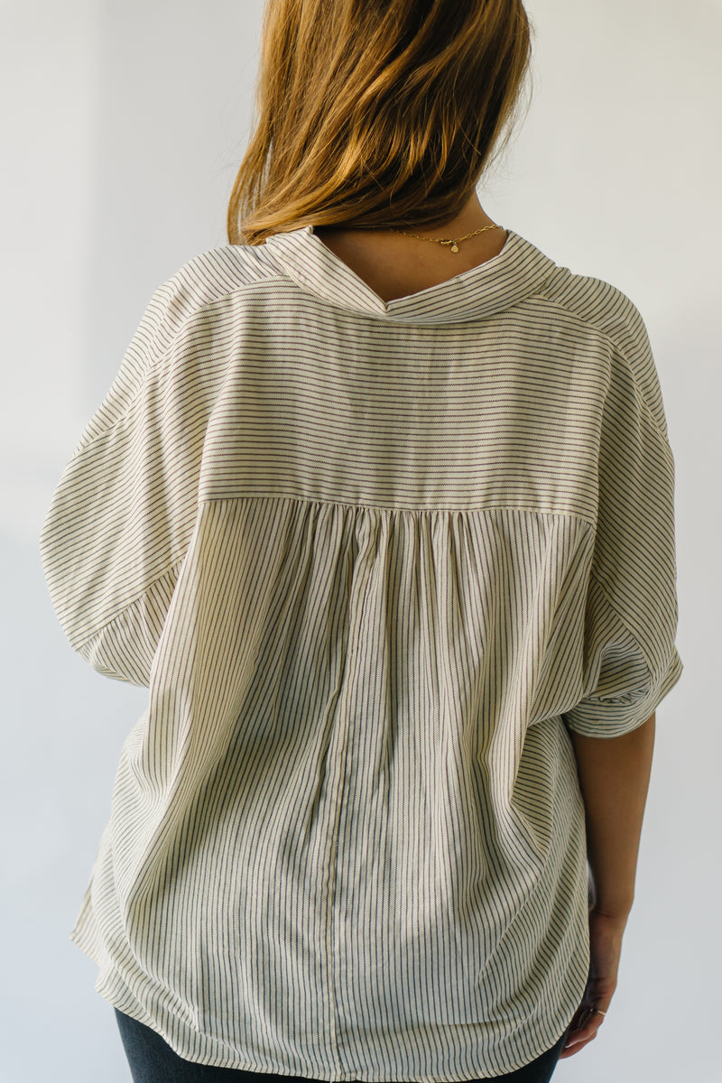 The Devitt Striped Button-Up in Ivory + Black