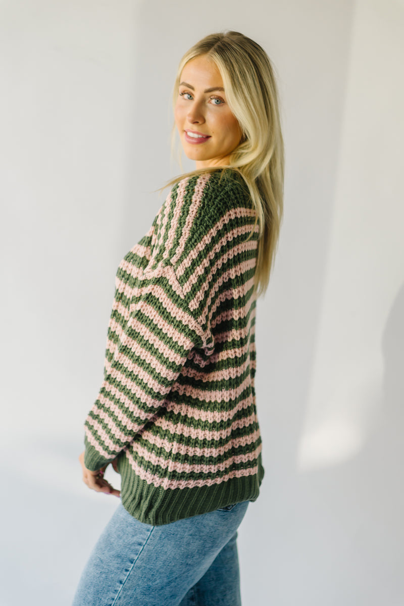 The Marly Striped Knit Sweater in Olive