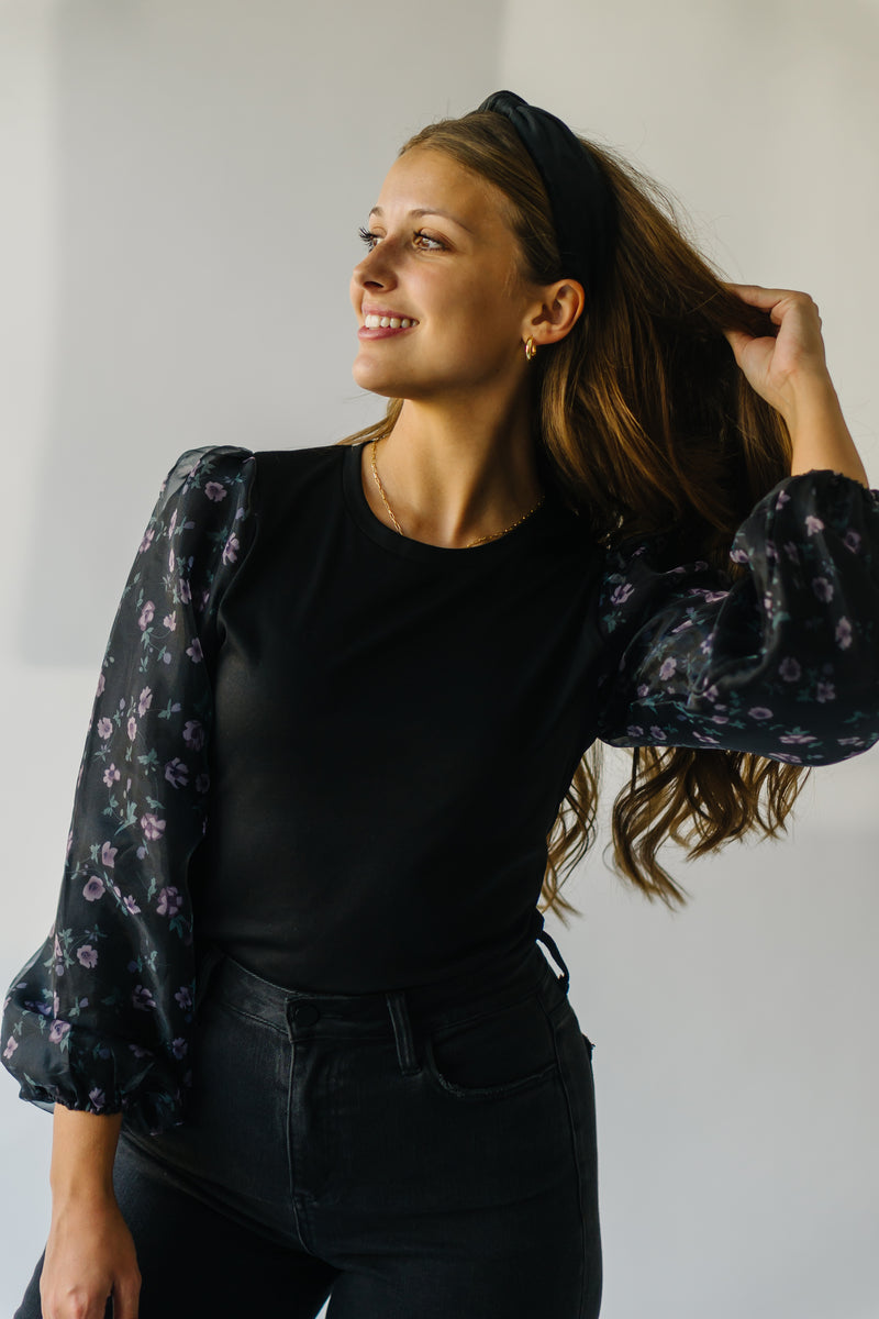 The Scobey Floral Detail Blouse in Black