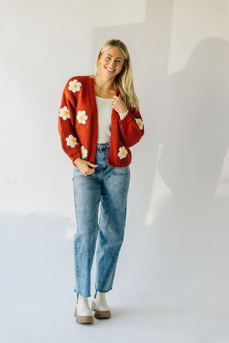 The Adara Knit Daisy Detail Cardigan in Rust – Piper & Scoot