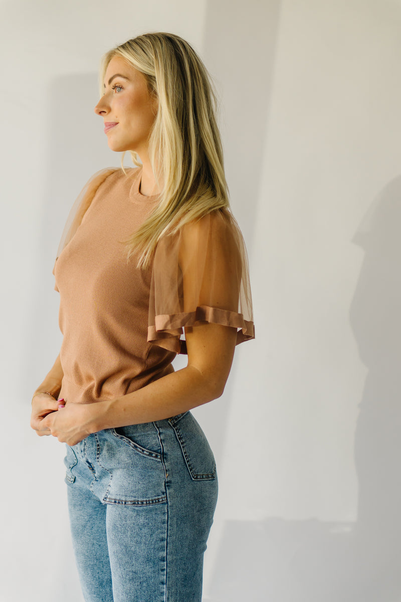 The Scipio Sheer Sleeved Blouse in Camel