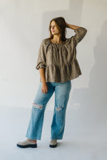 The Nakai Brushed Floral Detail Blouse in Taupe