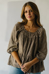 The Nakai Brushed Floral Detail Blouse in Taupe