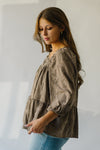 The Nakai Brushed Floral Detail Blouse in Taupe