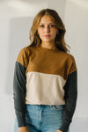 The Goodland Colorblock Sweater in Camel + Charcoal