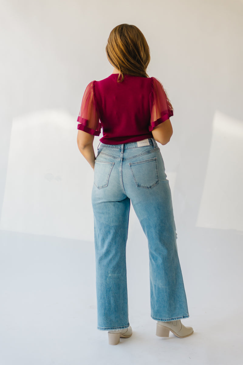 The Scipio Sheer Sleeved Blouse in Ruby