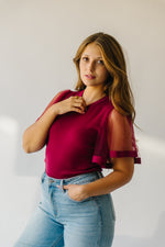 The Scipio Sheer Sleeved Blouse in Ruby