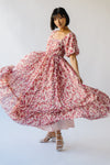 The Seneca Ditsy Floral Print Midi Dress in Pink Multi