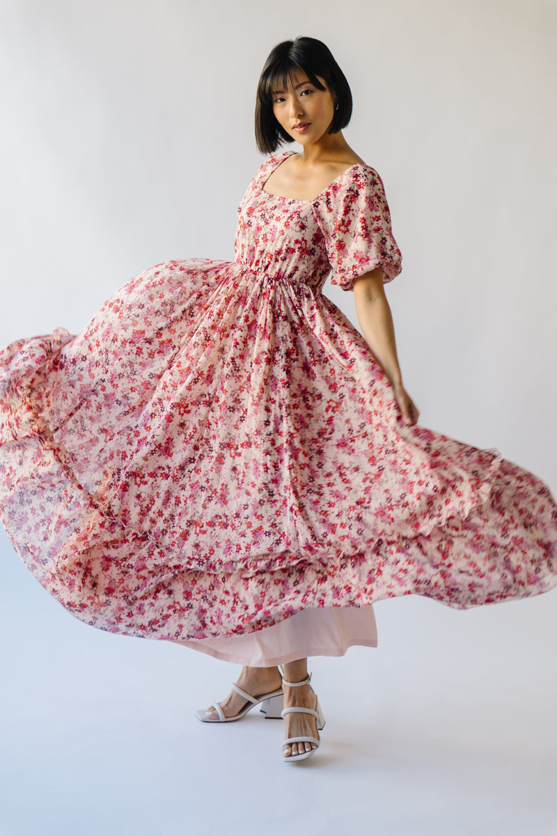 The Seneca Ditsy Floral Print Midi Dress in Pink Multi – Piper & Scoot