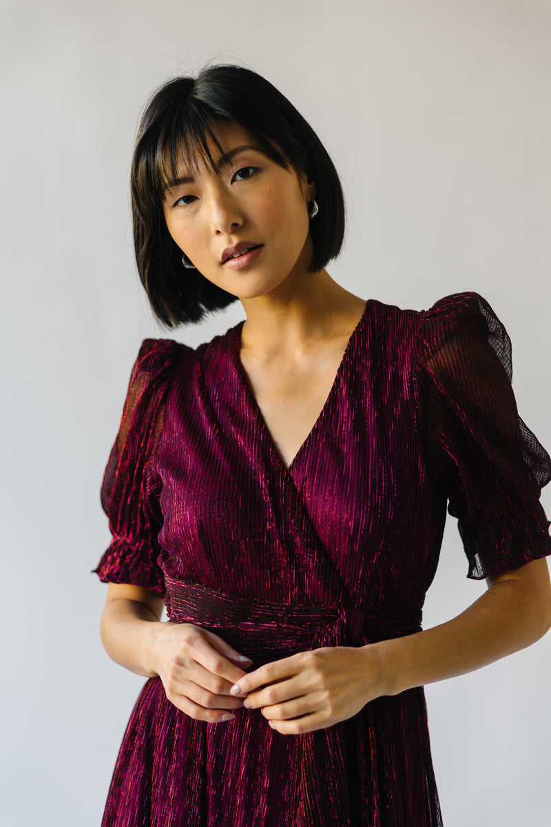 The Northman Glitter Tiered Maxi Dress in Magenta