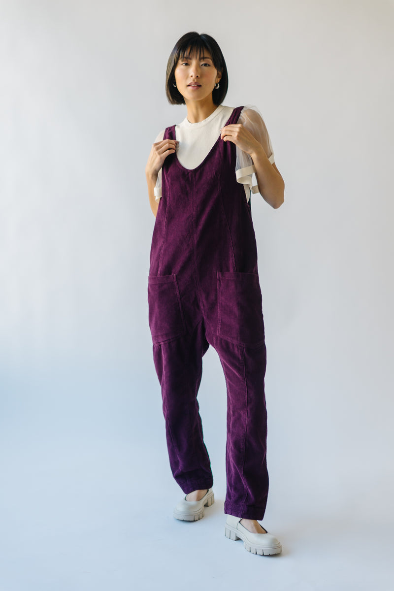 Free People: High Roller Cord Jumpsuit in Italian Plum