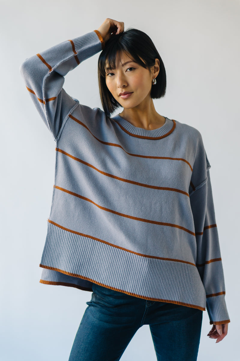 The Borden Striped Sweater in Blue + Tan