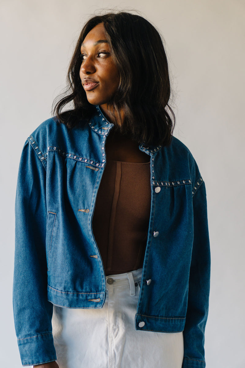 The Mathie Stitch Detail Jacket in Denim Blue