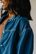 The Mathie Stitch Detail Jacket in Denim Blue