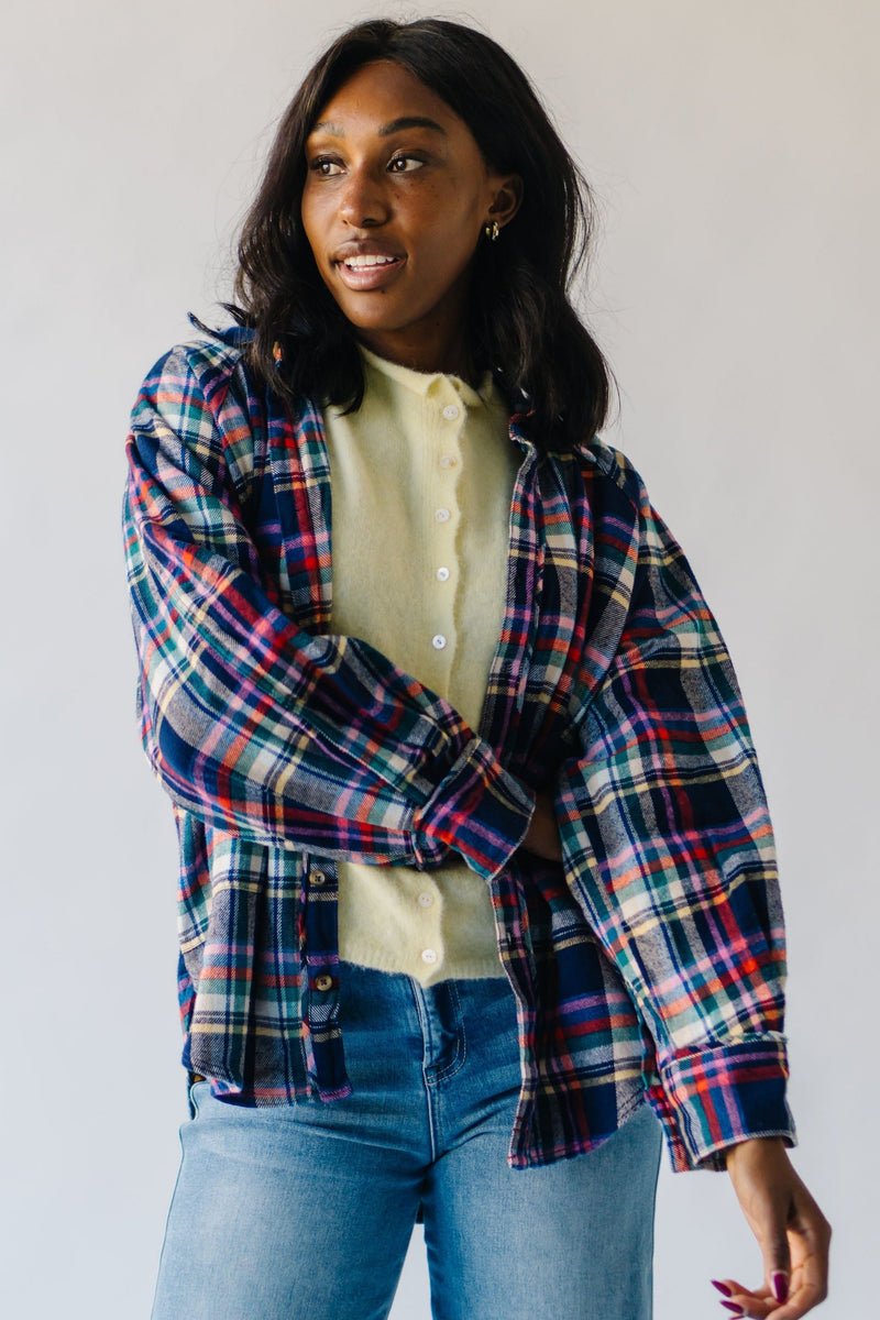 Free People: Girl Meets Boy Plaid Shirt in Navy Combo