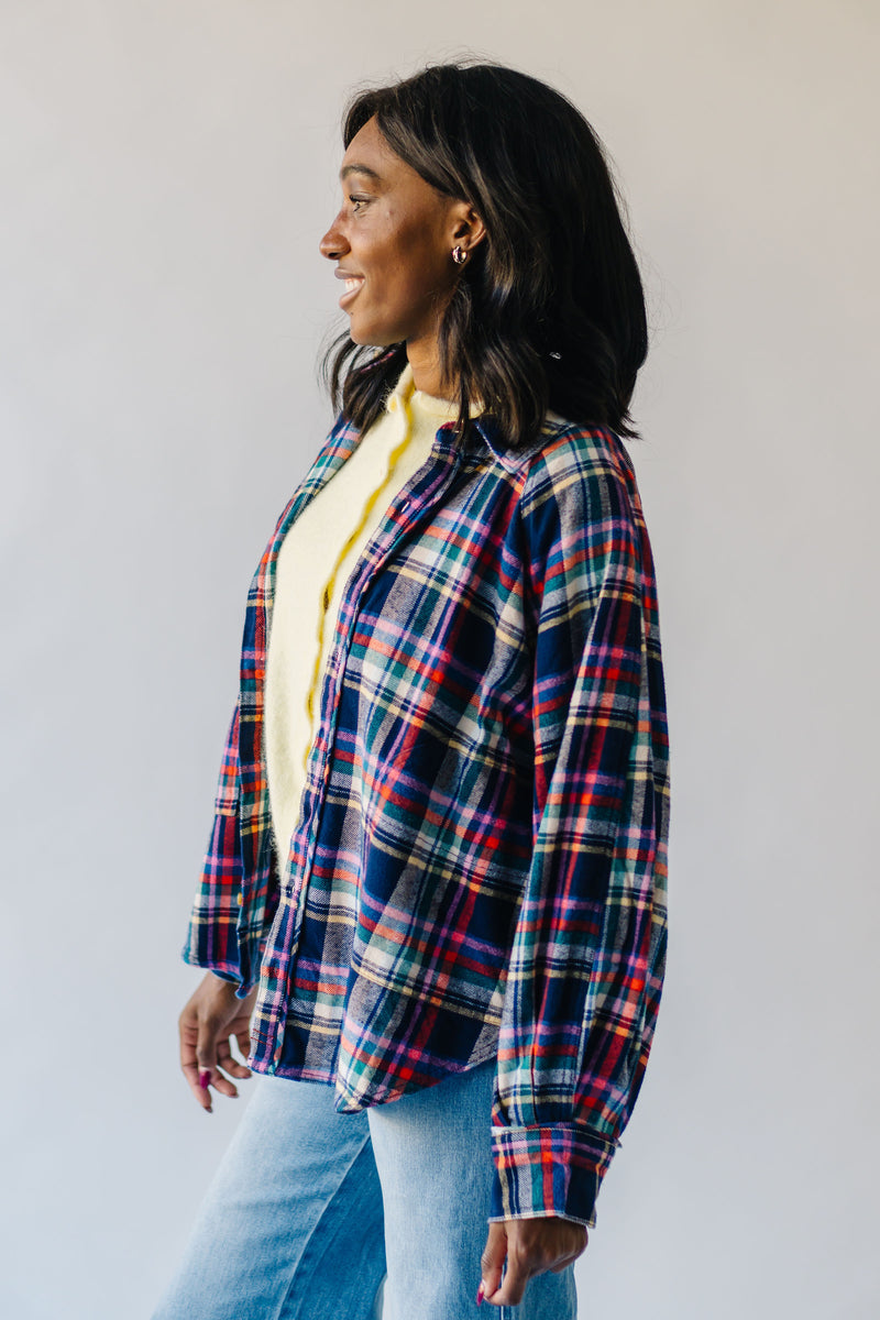 Free People: Girl Meets Boy Plaid Shirt in Navy Combo