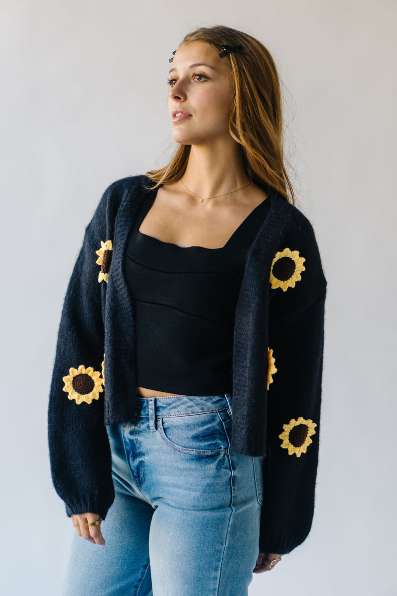 The Bedoya Sunflower Cardigan in Black