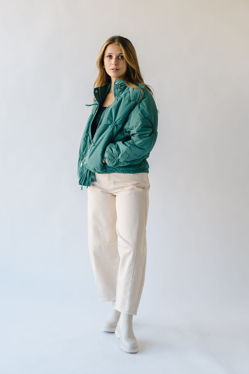 The Daulton Textured Puffer Jacket in Dark Teal