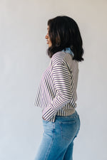 The Kircher Collared V-Neck Sweater in Black + White Stripe