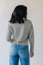 The Kircher Collared V-Neck Sweater in Black + White Stripe