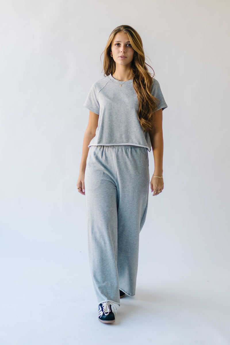 The Reidel Tee + Wide Leg Pant Set in Heather Grey