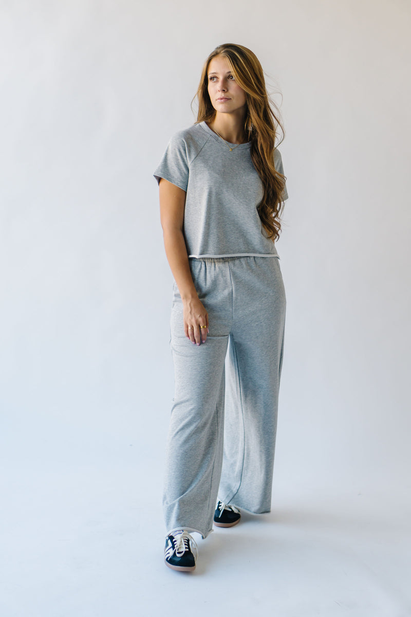 The Reidel Tee + Wide Leg Pant Set in Heather Grey