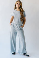 The Reidel Tee + Wide Leg Pant Set in Heather Grey