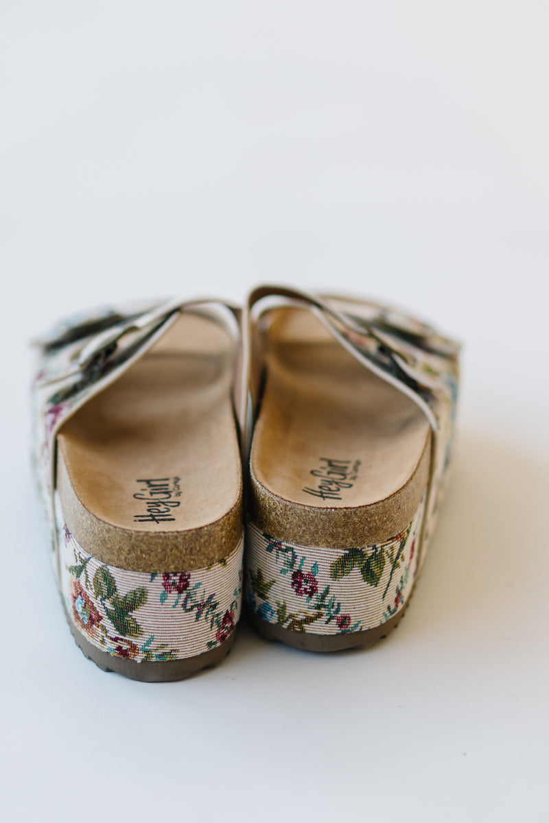 The Wannabe Platform Sandal in Sand Floral