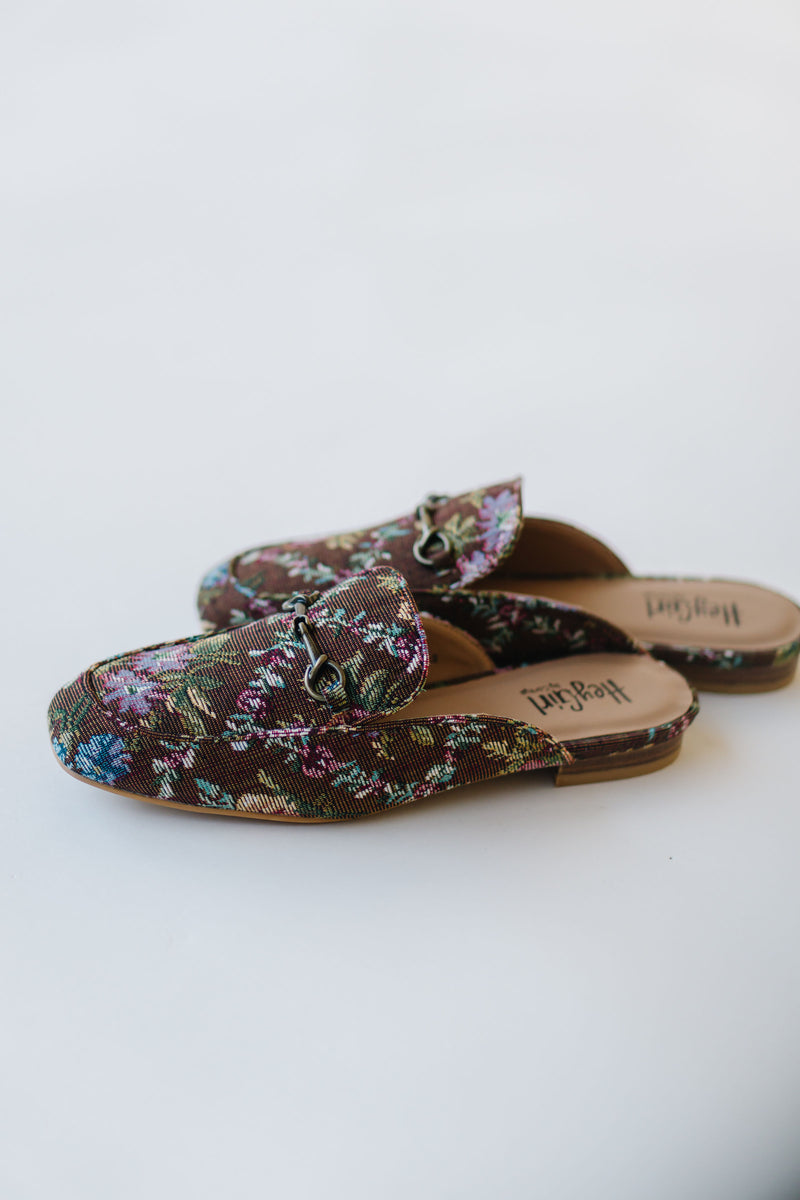 The Charmer Mule in Rust Brocade Floral