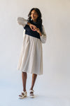 The Demoura Knit Sweater Midi Dress in Navy + Cream