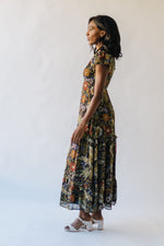 The Rafferty Floral V-Neck Maxi Dress in Black Multi