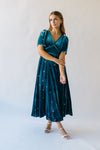 The Rosado Floral Embroidered Velvet Midi Dress in Emerald