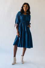 The Zambrano Tiered Tie Detail Dress in Dark Denim