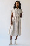 The Lorash Belted Maxi Dress in Cream + Black Stripe