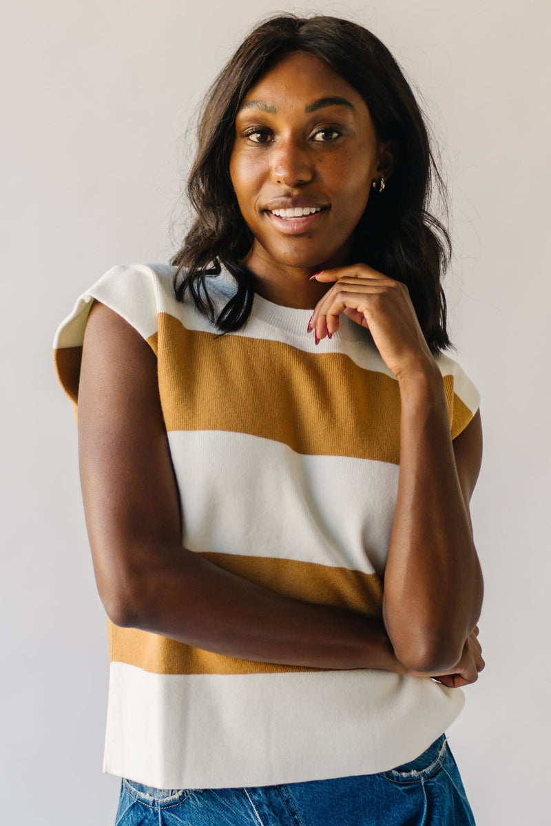 The Fanney Striped Sweater in Ivory + Mocha